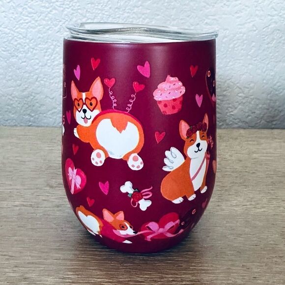 Valentine Dogs Clementine Insulated Travel Wine Mug Tumbler - Picture 1 of 3